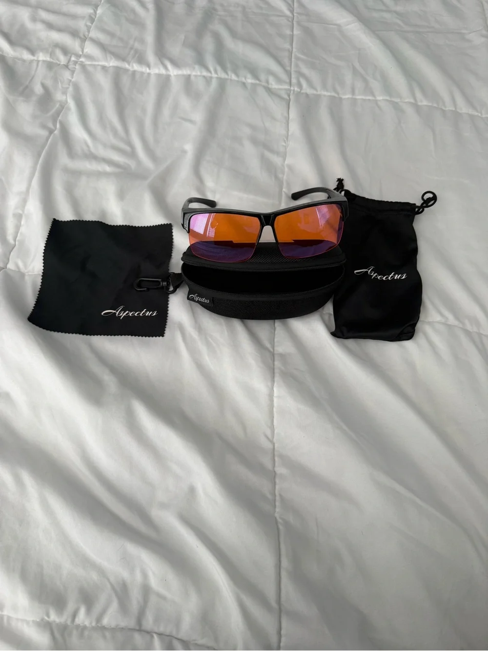 Aspectus Men's Black Frame Sunglasses with Orange-Red Mirrored Lenses